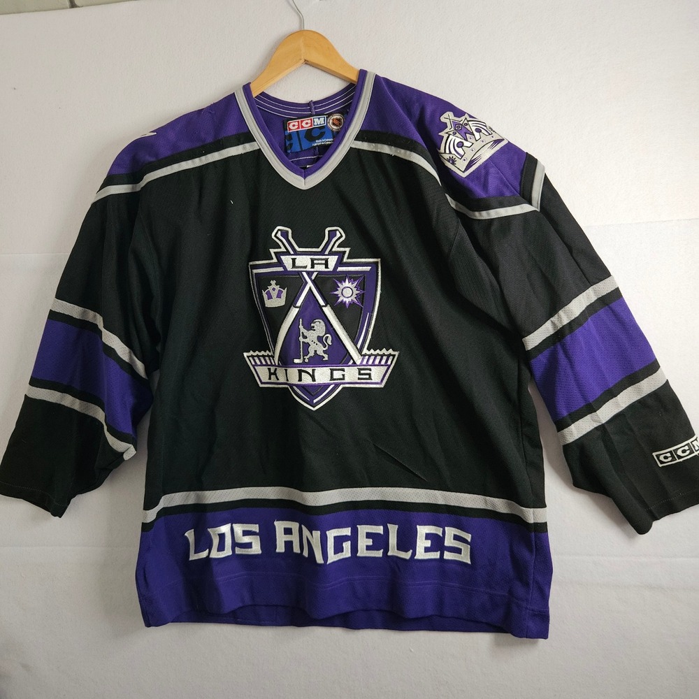 Vintage CCM LA Kings NHL Hockey Jersey Hallgren 27 Black Purple XL Canada